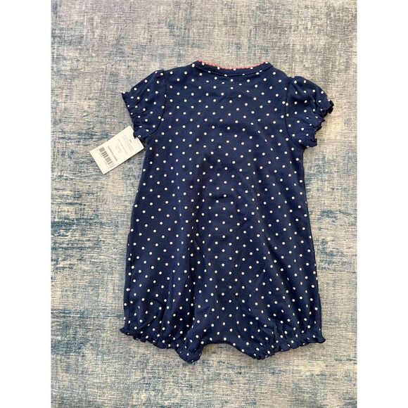 NWT! Carter’s Blue White Polka Dot Strawberry Romper 6 Months - Picture 2 of 5